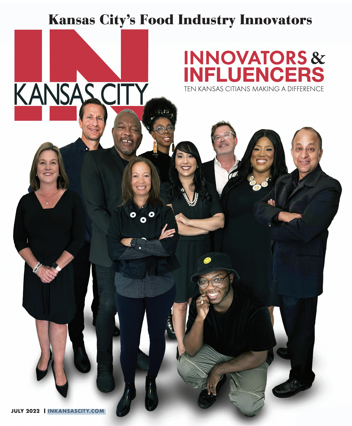 Dr. Patel standing amongst the other individuals named in article, Ten Kansas Citians Making a Difference,